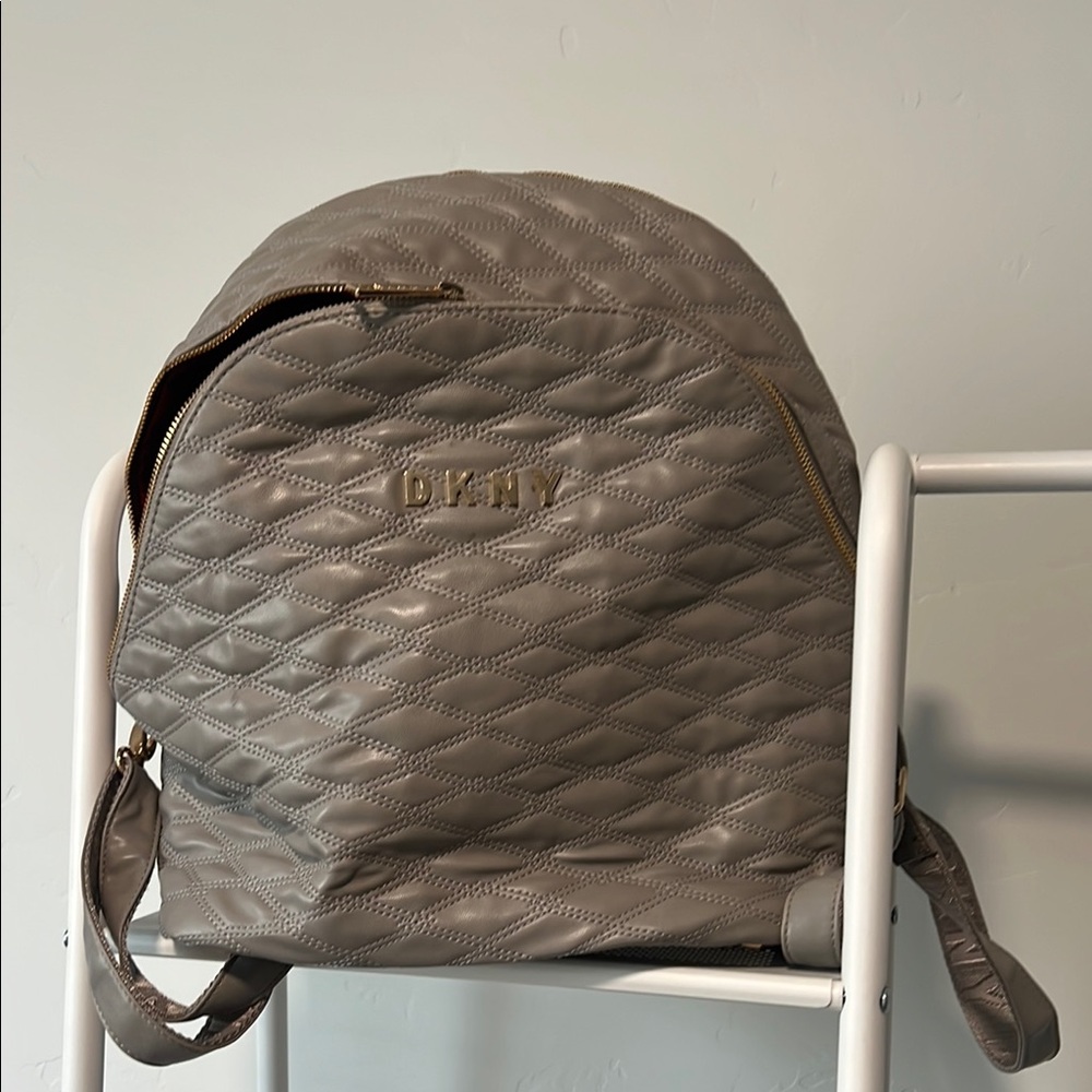 DKNY Quilted Gray Backpack-Perfect for Travel
